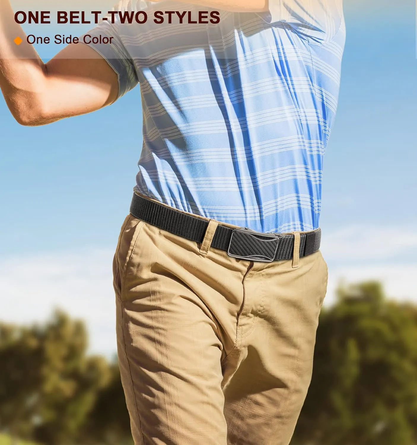 BULLIANT Mens Ratchet Belt Reversible,Web Nylon Casual Belt for Gift Men Golf Hiking Pants Jeans 2 In 1