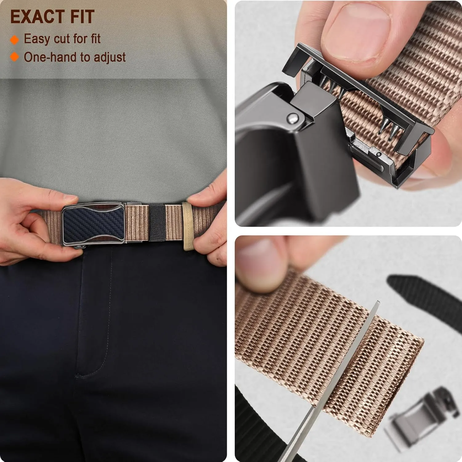 BULLIANT Mens Ratchet Belt Reversible,Web Nylon Casual Belt for Gift Men Golf Hiking Pants Jeans 2 In 1