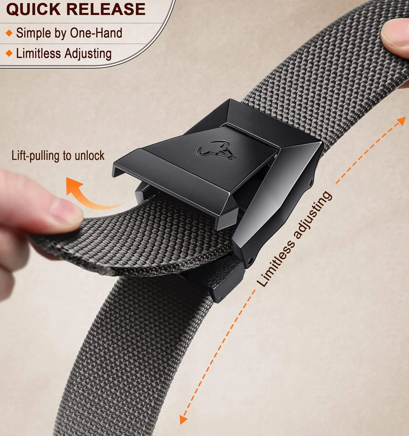 BULLIANT Tactical Belt for Men, Men Stretch Nylon Web Gift Belt 1.5"-Hiking Rigger Military Work-Quick Release
