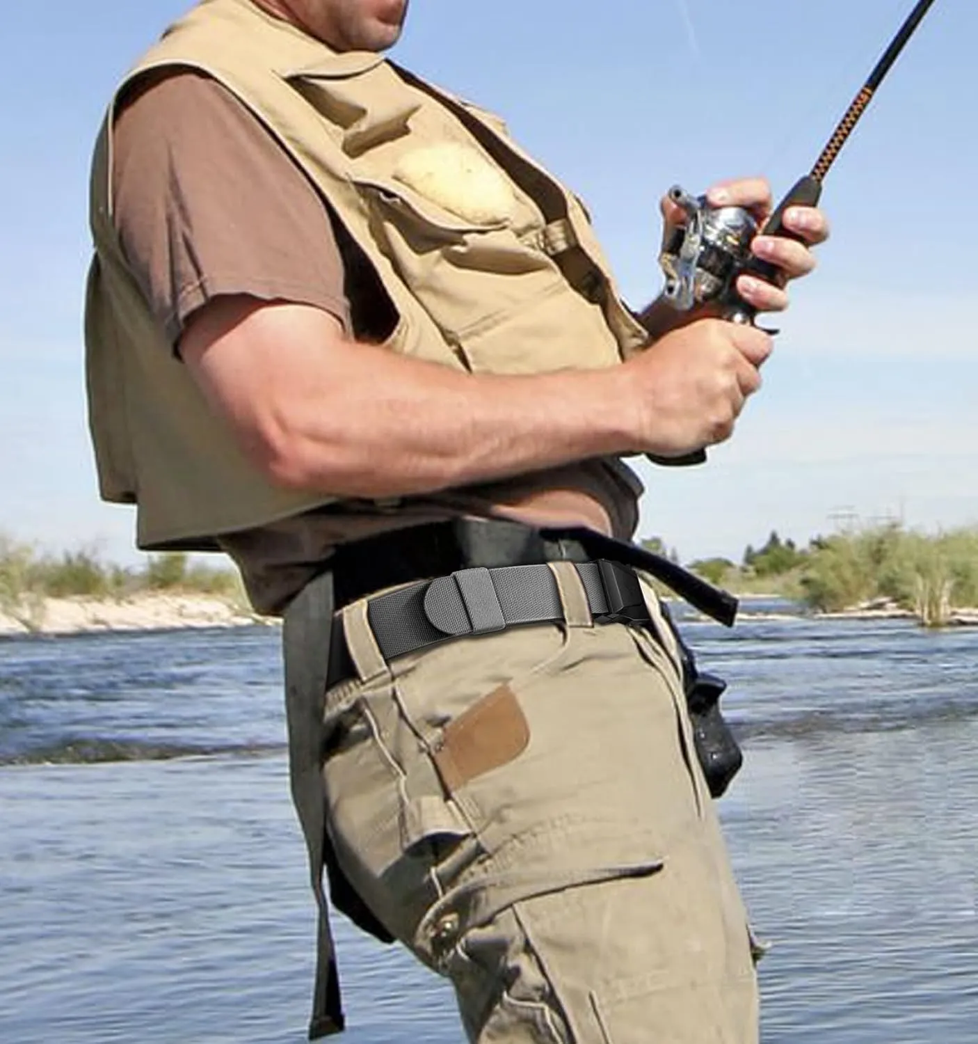 BULLIANT Tactical Belt for Men, Men Stretch Nylon Web Gift Belt 1.5"-Hiking Rigger Military Work-Quick Release