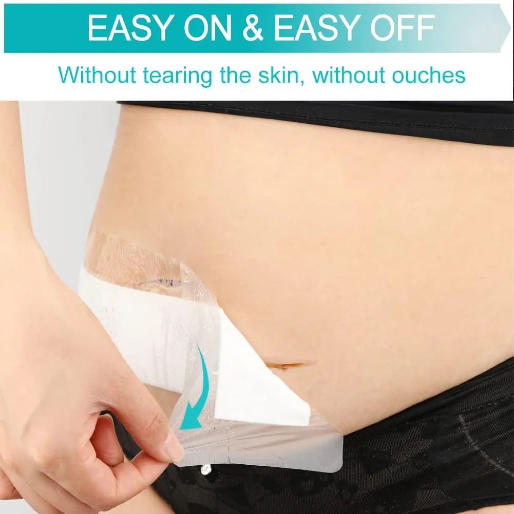 C-Section Waterproof Abdominal Incision Bandages Post Hysterectomy Tummy Tuck Shower Protector Scar Cover with Protective Pad Patches Island Dressing Tapes Large Wound Care Supplies 4x12 Pack of 25