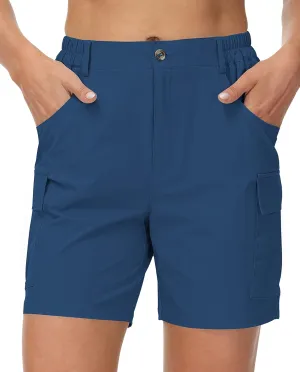 Cakulo Womens 6" Hiking Cargo Bermuda Shorts Quick Dry Golf Walking Work Summer Lightweight Shorts Pockets