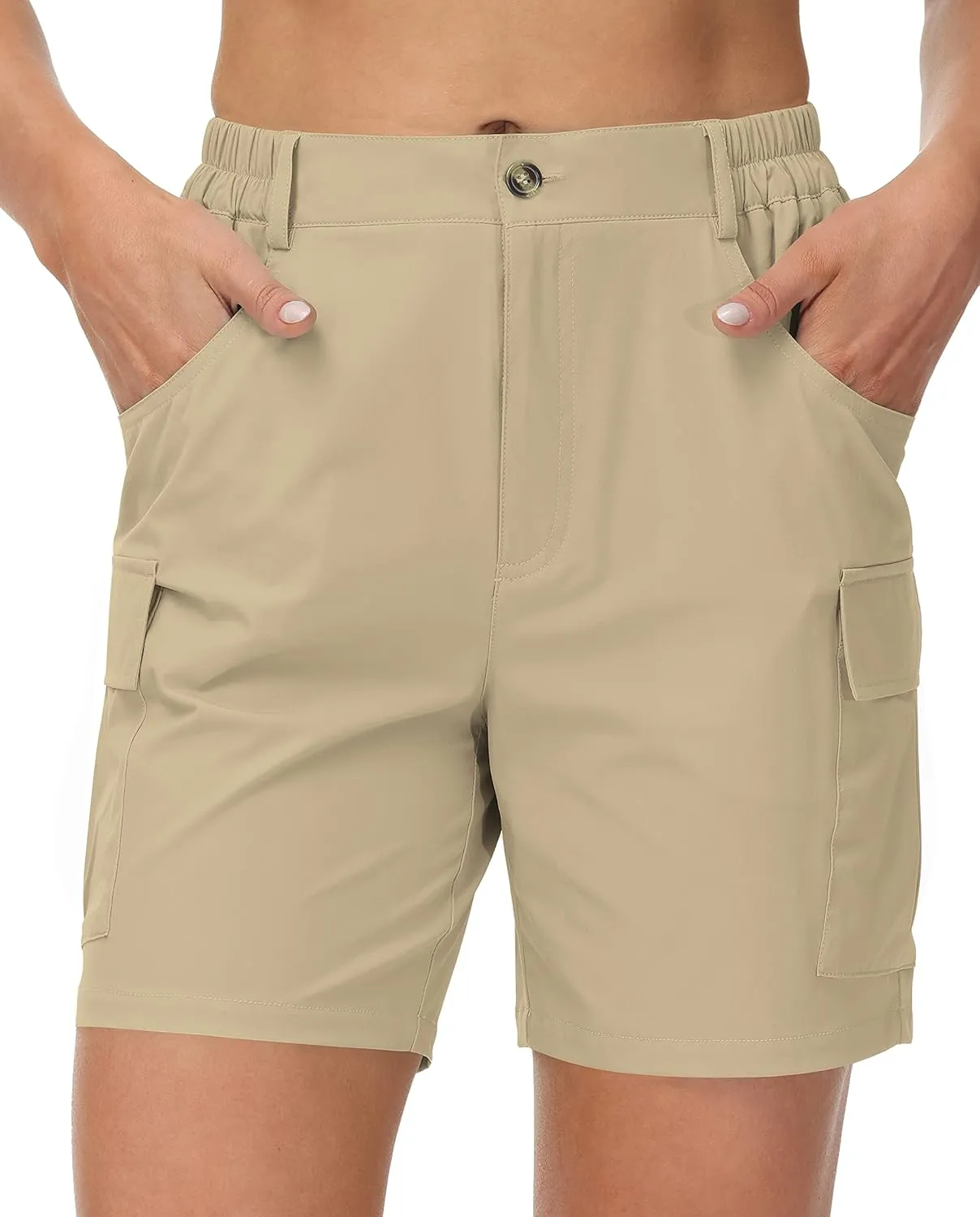Cakulo Womens 6" Hiking Cargo Bermuda Shorts Quick Dry Golf Walking Work Summer Lightweight Shorts Pockets