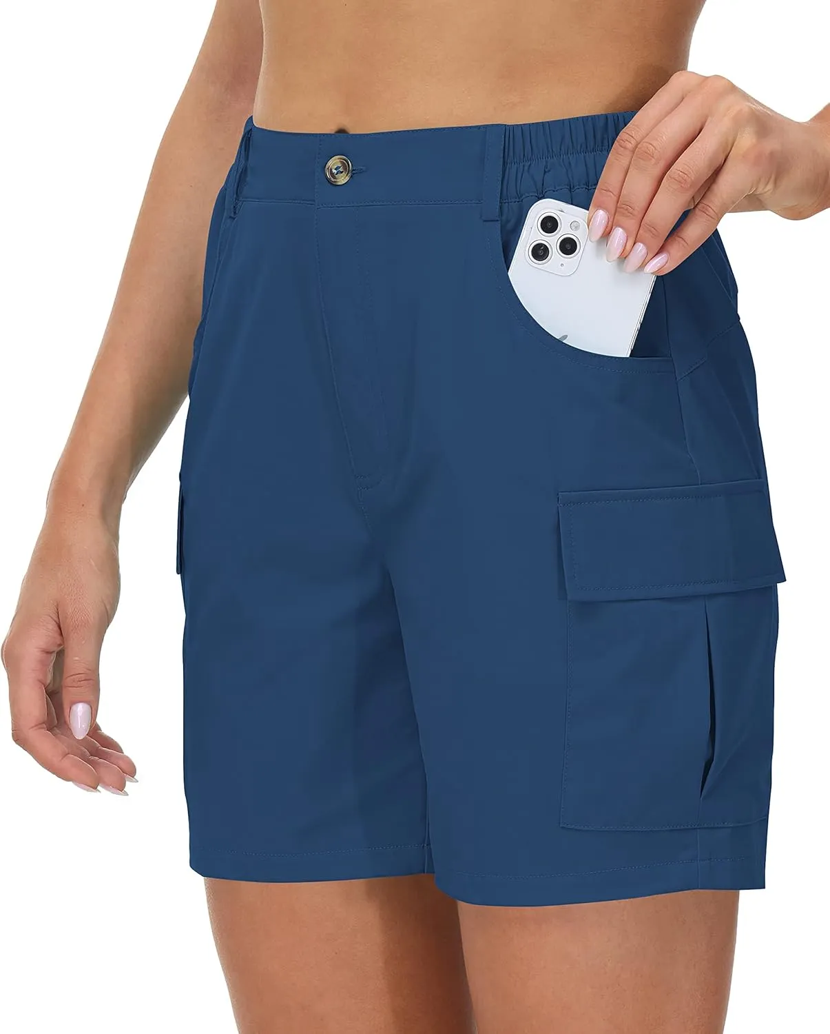 Cakulo Womens 6" Hiking Cargo Bermuda Shorts Quick Dry Golf Walking Work Summer Lightweight Shorts Pockets