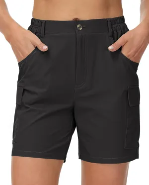Cakulo Womens 6" Hiking Cargo Bermuda Shorts Quick Dry Golf Walking Work Summer Lightweight Shorts Pockets