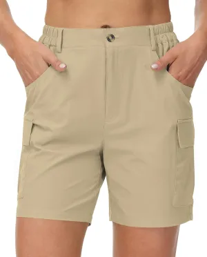 Cakulo Womens 6" Hiking Cargo Bermuda Shorts Quick Dry Golf Walking Work Summer Lightweight Shorts Pockets