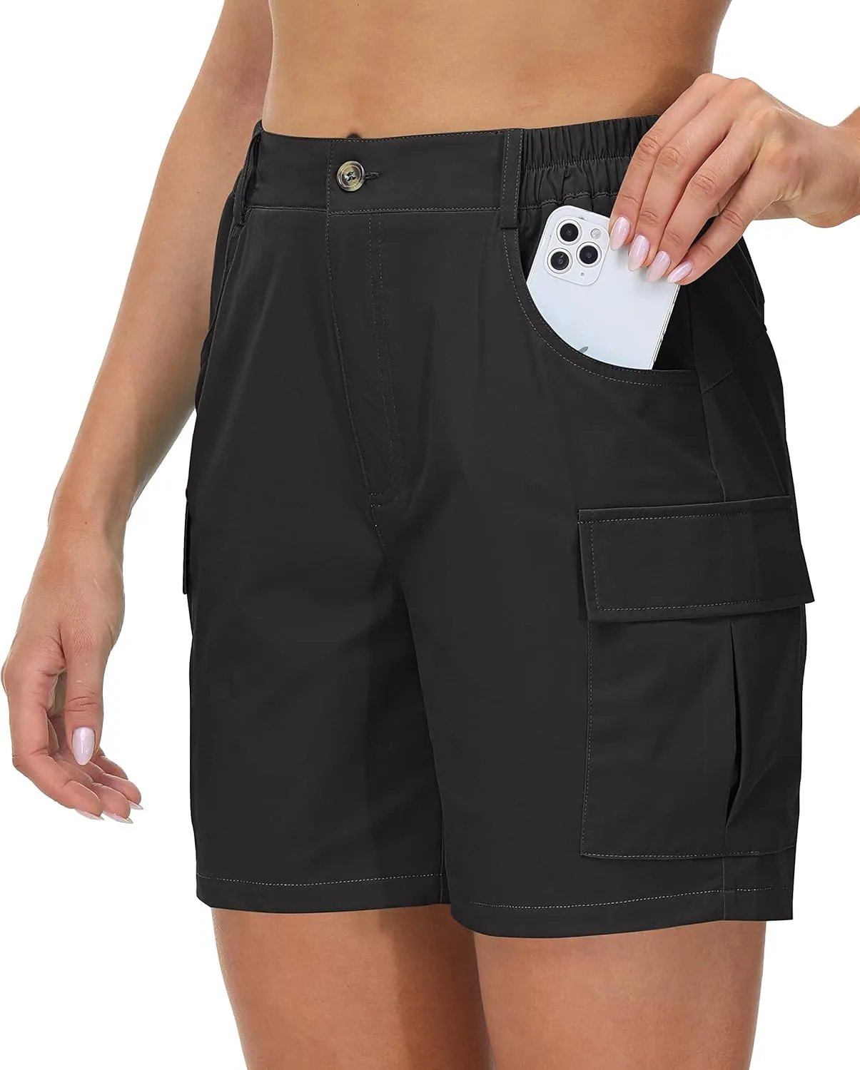 Cakulo Womens 6" Hiking Cargo Bermuda Shorts Quick Dry Golf Walking Work Summer Lightweight Shorts Pockets