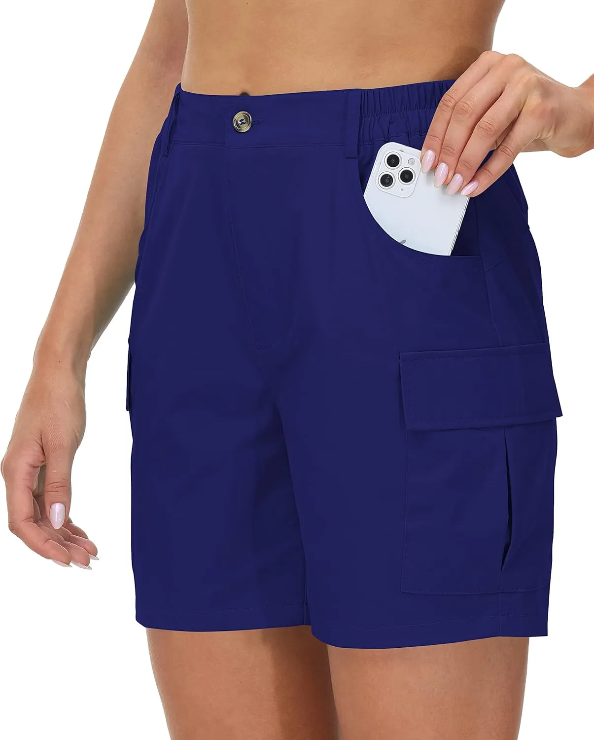 Cakulo Womens 6" Hiking Cargo Bermuda Shorts Quick Dry Golf Walking Work Summer Lightweight Shorts Pockets