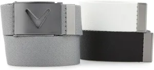 Callaway Men's V-Logo Web Golf Belt, Durable Textured Stretch Material, Metal Tip & Adjustable Buckle, Solid Color