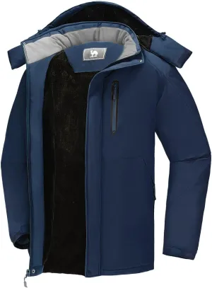CAMEL CROWN Men's Winter Coats Waterproof Ski Jacket Snowboard Fleece Lining with Hood Parka Rain Jacket