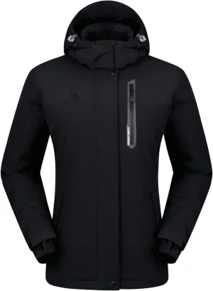 CAMEL CROWN Women’s Mountain Snow Waterproof Ski Jacket Detachable Hood Windproof Fleece Parka Rain Jackt Winter Coat