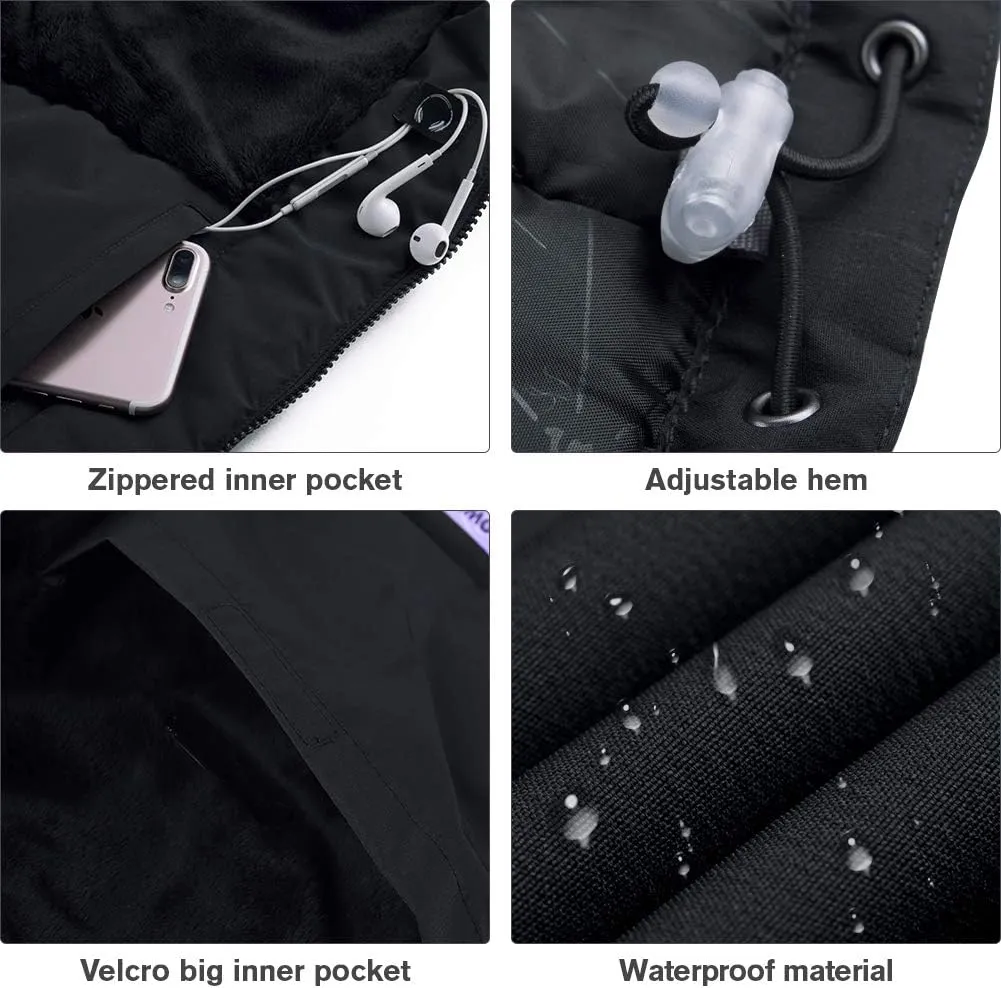 CAMEL CROWN Women’s Mountain Snow Waterproof Ski Jacket Detachable Hood Windproof Fleece Parka Rain Jackt Winter Coat