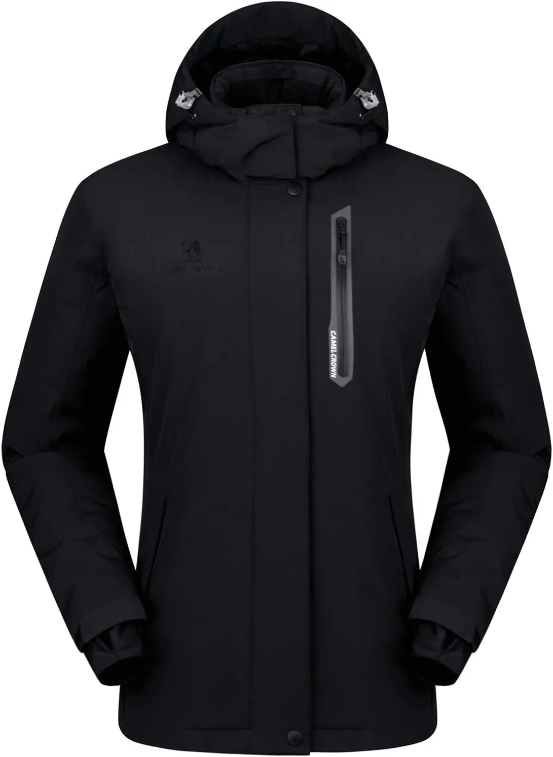 CAMEL CROWN Women’s Mountain Snow Waterproof Ski Jacket Detachable Hood Windproof Fleece Parka Rain Jackt Winter Coat