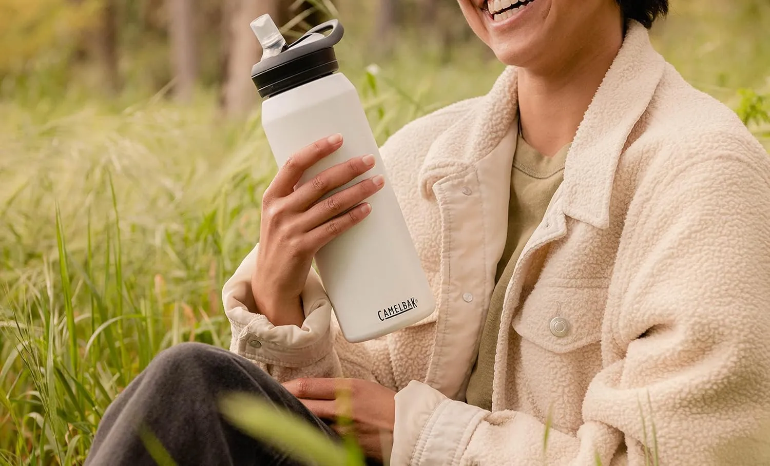 CamelBak eddy  Water Bottle with Straw 25oz - Insulated Stainless Steel, Dune