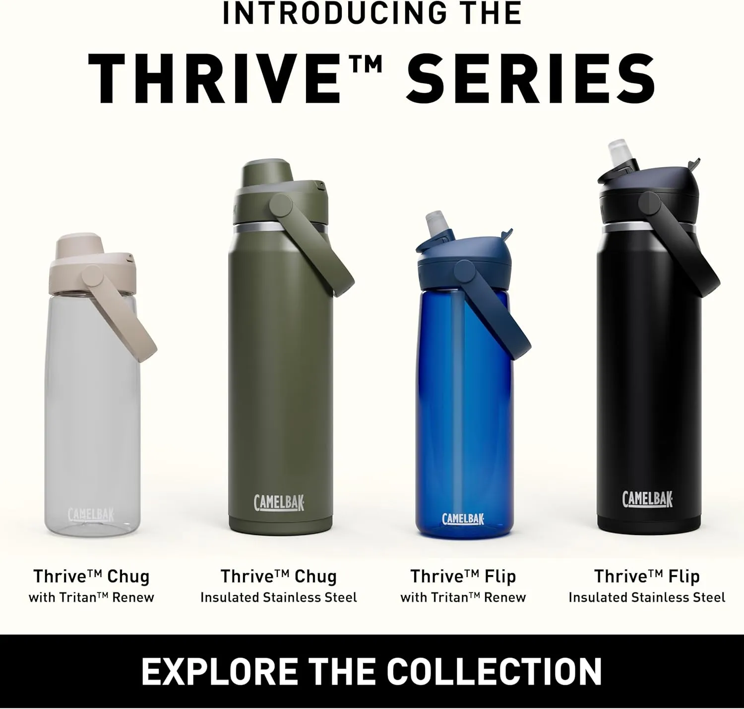 CamelBak Thrive Chug Water Bottle 20oz - Insulated Stainless Steel, Navy