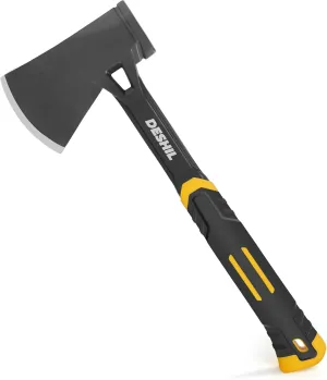 Camp Axe, 14" Full Tang Camping Hatchet, Forged Carbon Steel Heat Treated Hand Axe Tool, Fiberglass Shock Reduction Handle, Ideal for Camping, Splitting, Kindling & Survival