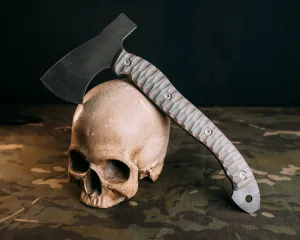 Camp Hatchet- Grey with Red Line G10, Ti Torx Bolts, Iron Grip