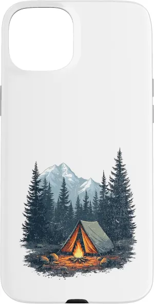 Camping Adventure Tent Fire Mountains Wilderness Outdoors Case for iPhone 15 Plus