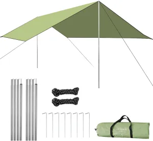 Camping Awning Canopy UV Protection Rain Fly Tarp Sunshade Shelter Picnic Blanket for Outdoor Camping Hiking Backpacking Picnic Fishing/63 (Color : Green, Size : S 300x295cm) (Green S 300x295cm)