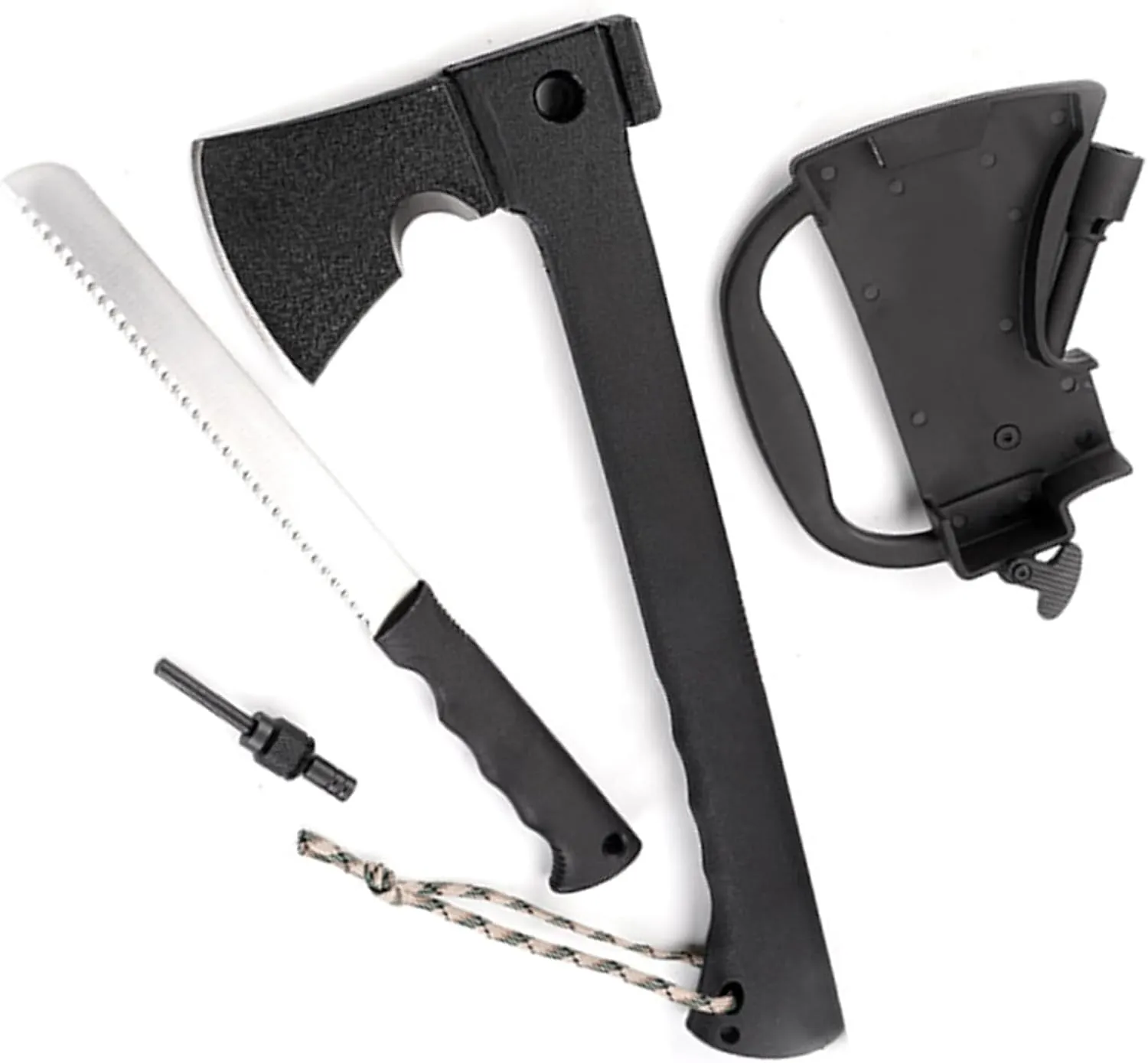 Camping Axe, 14 inches Camp Hatchet, Outdoor Survival Axe, Hiking Axe, Multi-Function Camp Axe Set, Sharp, Strong, Rust-Proof