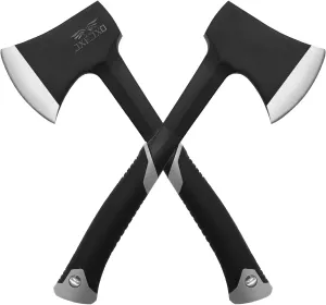 Camping Axe & Hatchets 2Pack Set - 14.4" Chopping Axe with Sheath, Forged Steel Construction & Ergonomic Shock-Absorbing Grip (Grey