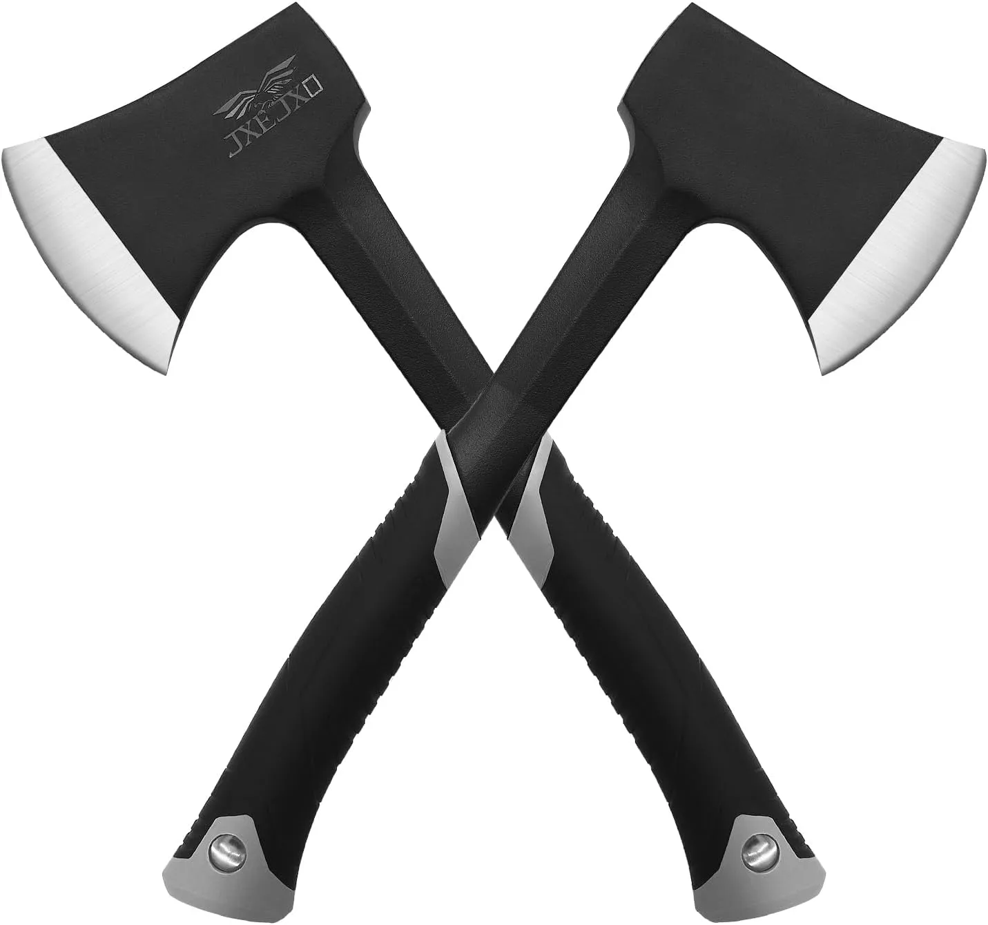 Camping Axe & Hatchets 2Pack Set - 14.4" Chopping Axe with Sheath, Forged Steel Construction & Ergonomic Shock-Absorbing Grip (Grey
