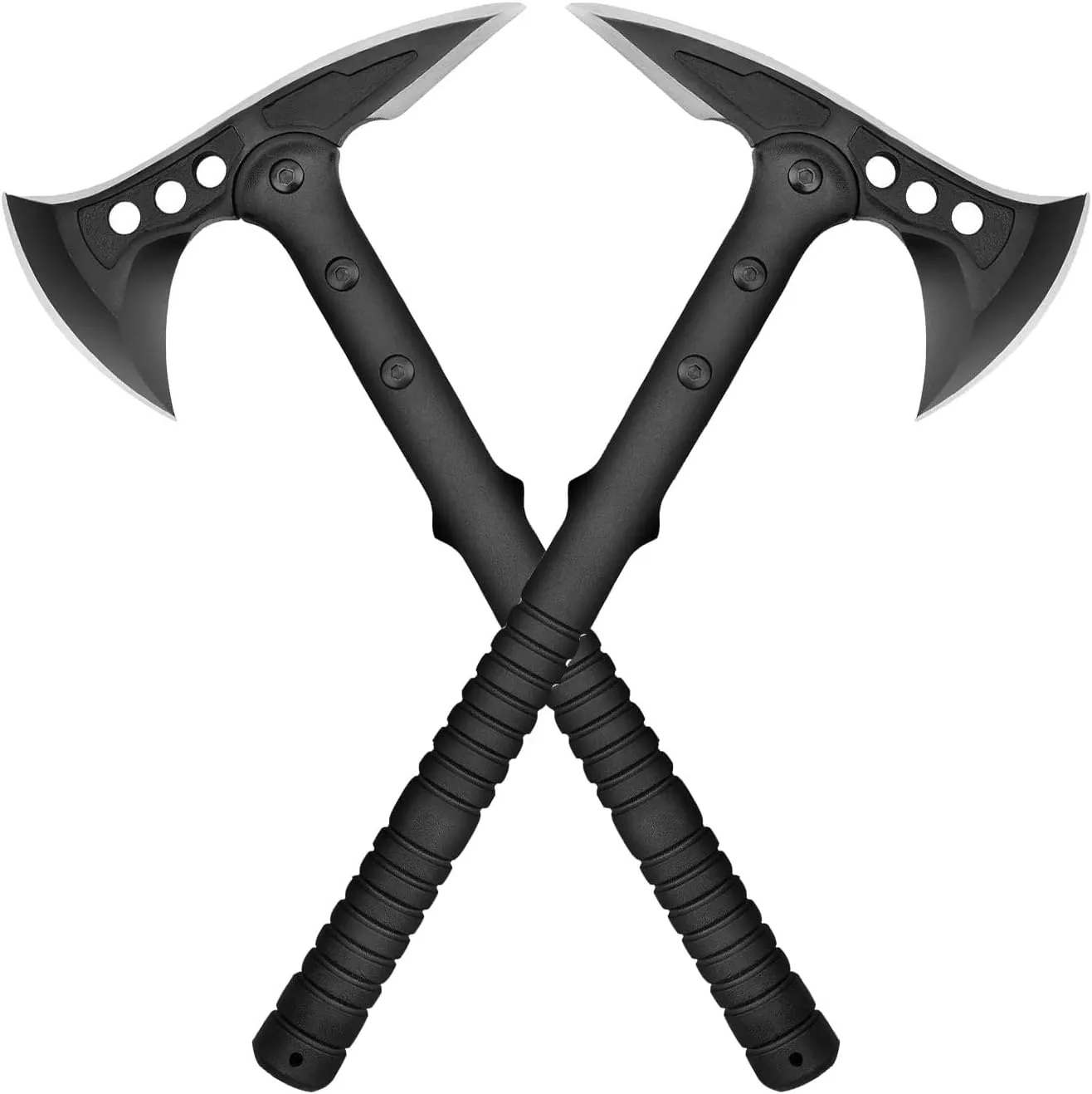 Camping Axe, Survival Throwing Hatchet with Sheath, Tactical Tomahawk with Spike, Nylon Fiber Handle for Outdoor Survival Hiking Camping (2Pack