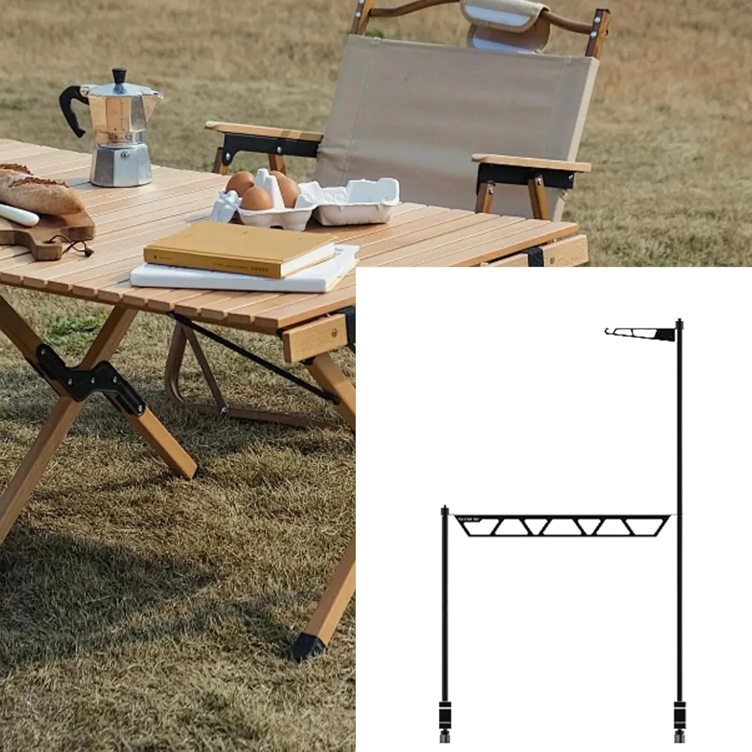 Camping Cookware Shelf | Tabletop Cookware Storage Rack - Metal Cutlery Holder, Portable Removable Tool Organizer for Camping Picnic BBQ Outdoor Fishing