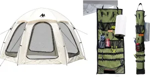 Camping Hanging Organizer   Screen Tent, 10x10 FT Outdoor Camping Tentwith Removable Waterproof Rainfly & Ground Sheet & Tent Organizer for Inside with Campsite Storage Straps