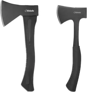 Camping Hatchet 2Pack, 14" Camping Axe   13" Camping Hatchet, Forged Carbon Steel Heat Treated Hand Maul Tool with Sheath