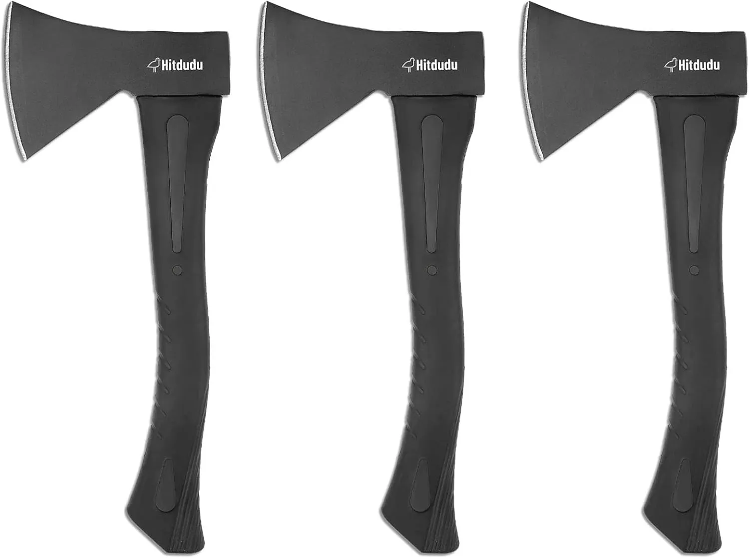 Camping Hatchet 3Pack, 14" Camping Axe Throwing Axe for Outdoor Wood Splitting and Kindling, Forged Carbon Steel Heat Treated Survival Tool, Fiberglass Shock Reduction Handle