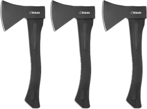 Camping Hatchet 3Pack, 14" Camping Axe Throwing Axe for Outdoor Wood Splitting and Kindling, Forged Carbon Steel Heat Treated Survival Tool, Fiberglass Shock Reduction Handle