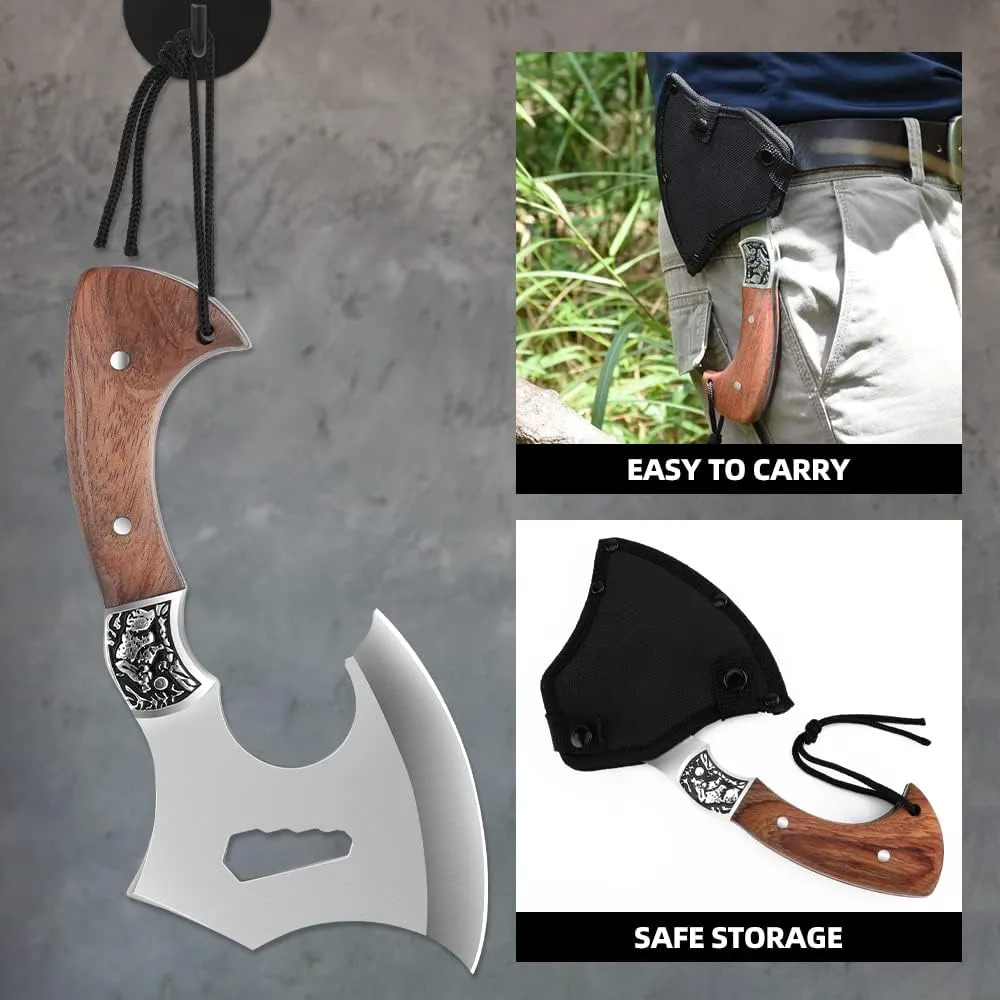 Camping Hatchet Camping Axe Forged High Carbon Steel for Meat Cleaver Axe Outdoor Splitting Wood Great for Axe Throwing, Camping, Survival, Outdoors and Chopping (719)
