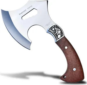 Camping Hatchet Overall 8.5in w/4in Blade, Compact Camp Axe Stainless Steel Blade and Comfortable Wooden Grip, Outdoor Hunting Survival Hiking Tactical Axe Tomahawk, Sheath Included