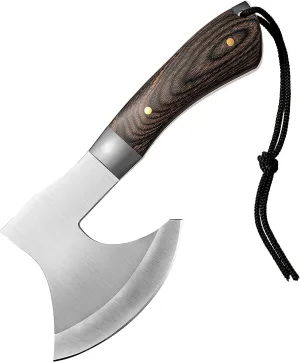 Camping Hatchet Overall 8.5in w/4in Blade, Compact Camp Axe Stainless Steel Blade and Comfortable Wooden Grip, Outdoor Hunting Survival Hiking Tactical Axe Tomahawk, Sheath Included