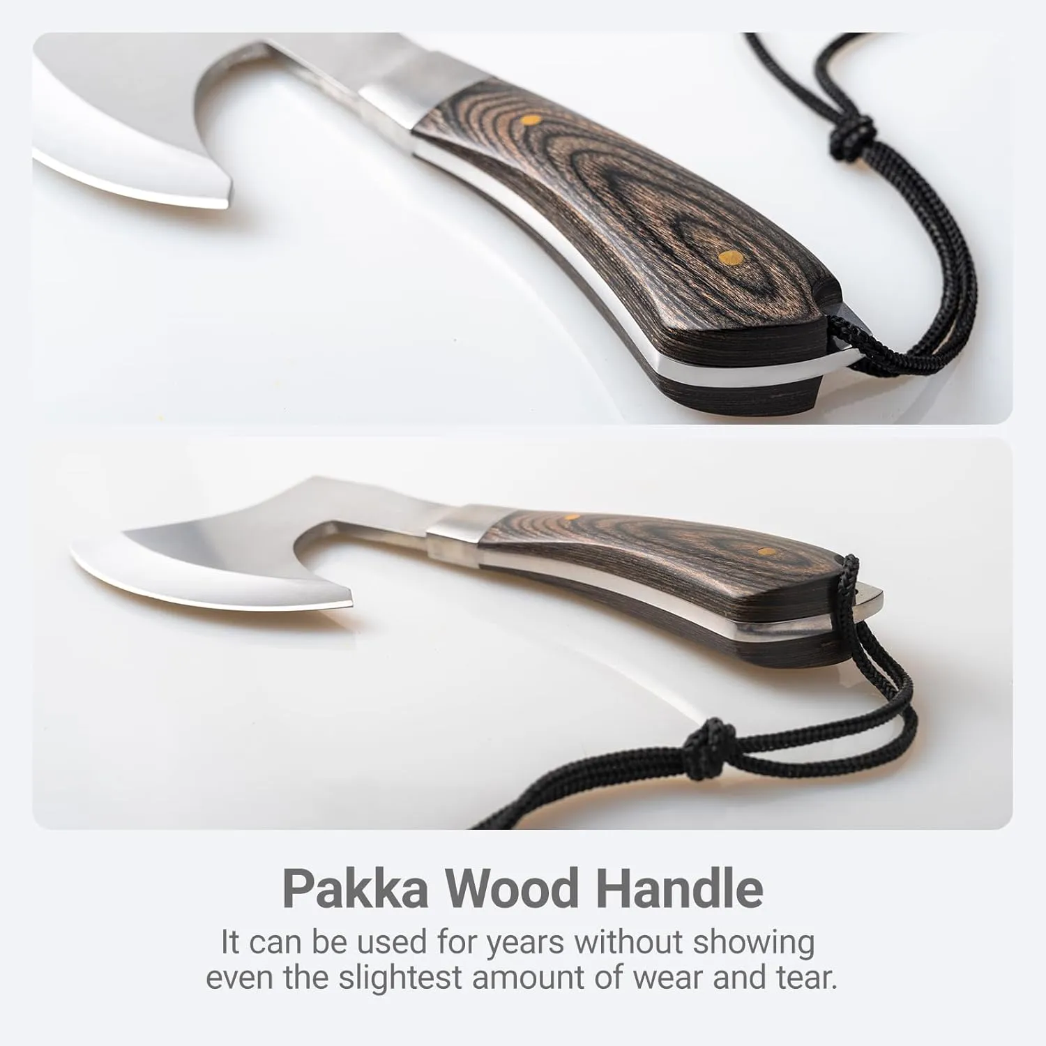 Camping Hatchet Overall 8.5in w/4in Blade, Compact Camp Axe Stainless Steel Blade and Comfortable Wooden Grip, Outdoor Hunting Survival Hiking Tactical Axe Tomahawk, Sheath Included