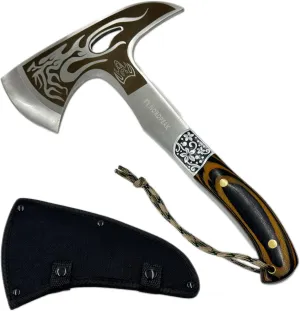 Camping Hatchet with Sheath - Lightweight Axe for Wood Splitting, Survival - High Carbon Steel Blade & Wood Handle - Tactical Tomahawk for Camping, Hiking, Hunting