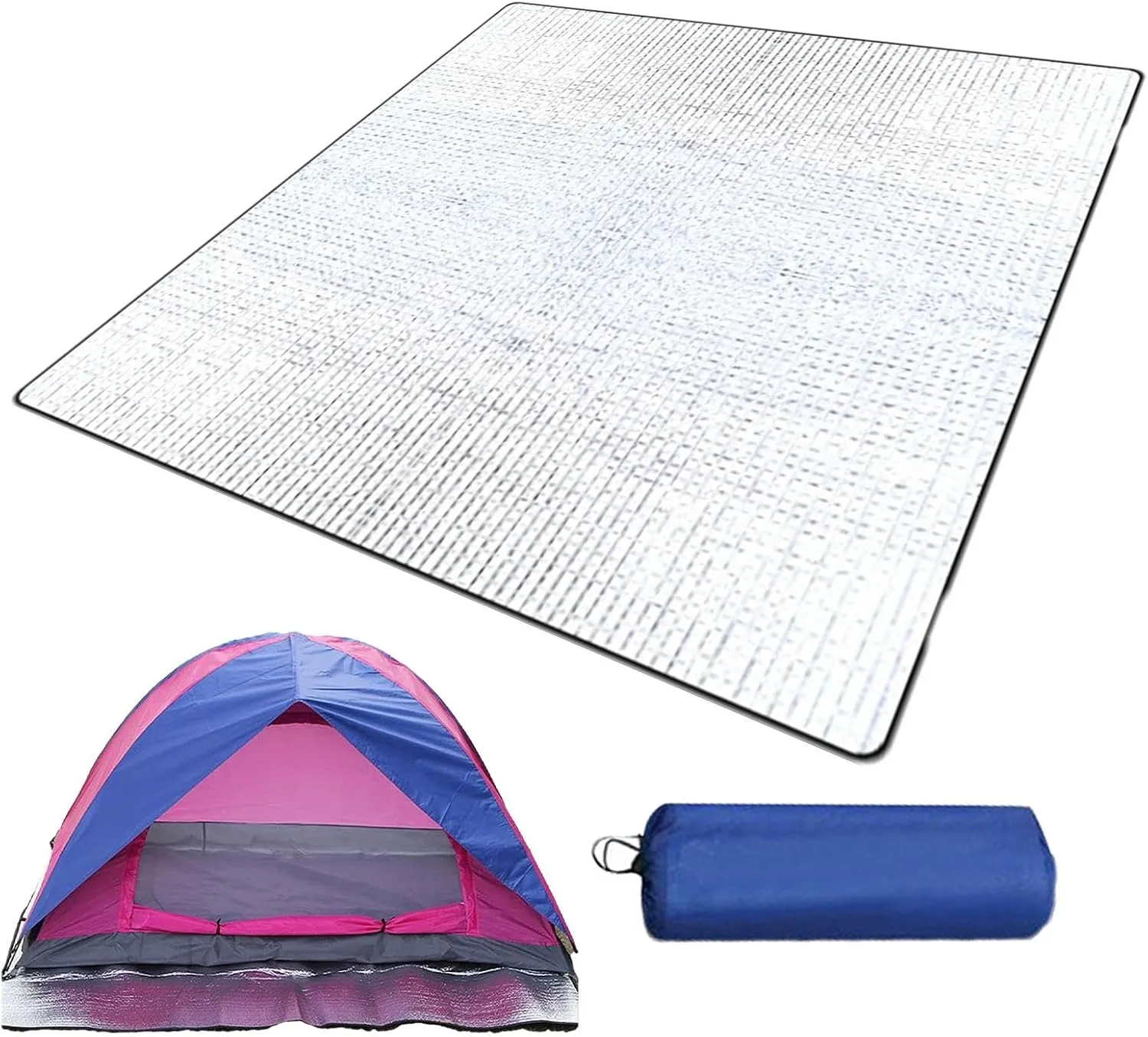 Camping Mat, Ground Mat Camping Aluminum Sleeping Foam Mat Ground Mat, Heat Insulation Waterproof Mat Foldable Double Sided Tent Aluminum Foil Mat Outdoor Camping Hiking Picnic, 195 * 180cm