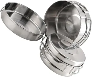 Camping Portable Cookware 4-Piece Stainless Steel Pot Pan Set for Hiking