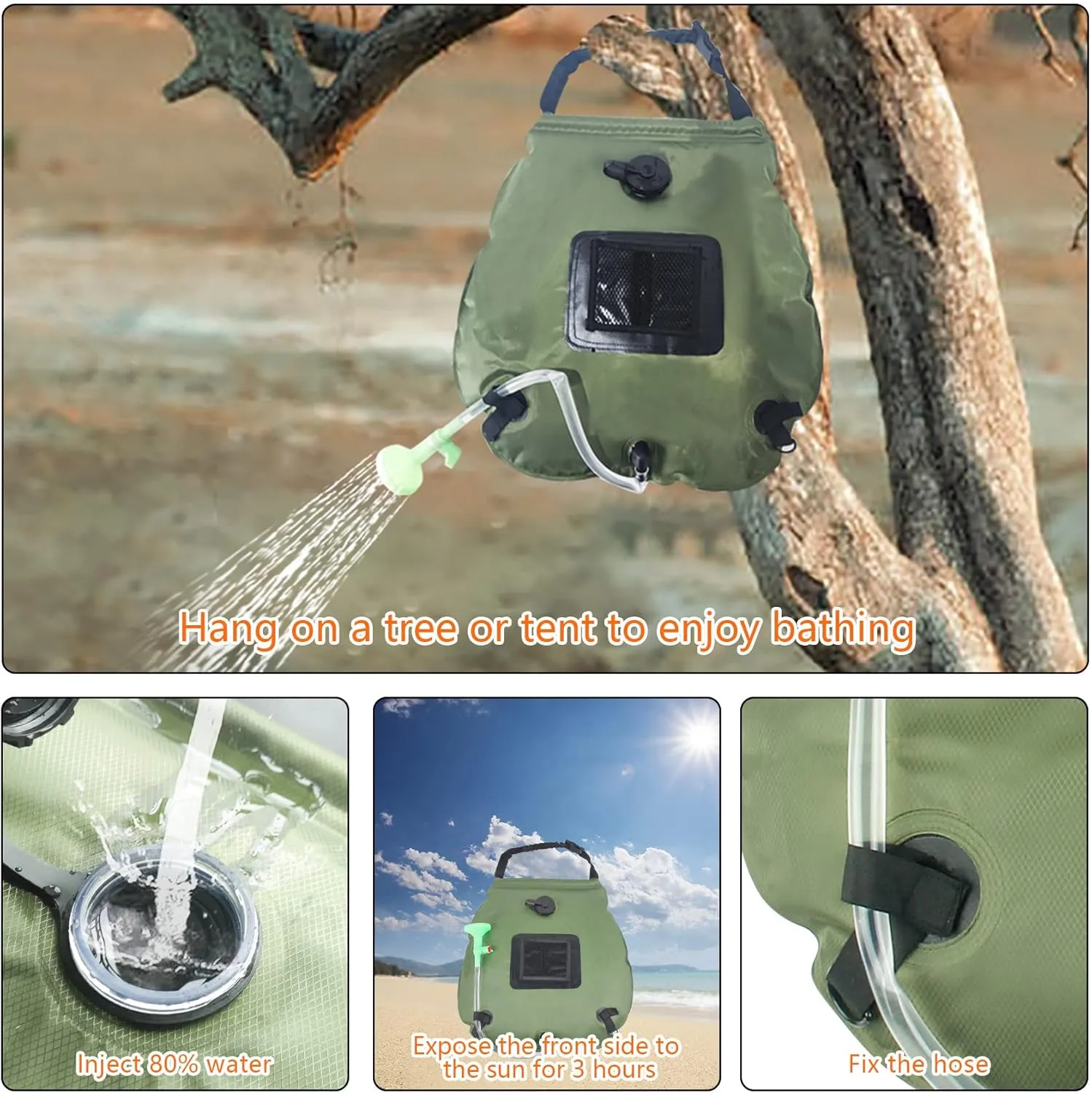 Camping Shower Tent,Pop Up Privacy Tent with Solar Shower Bag,Waterproof Pop Up Shower Tent for Portable Outdoor Toilet Shower Changing Room Sun Shelter Camping (Black/Camouflag/Green)