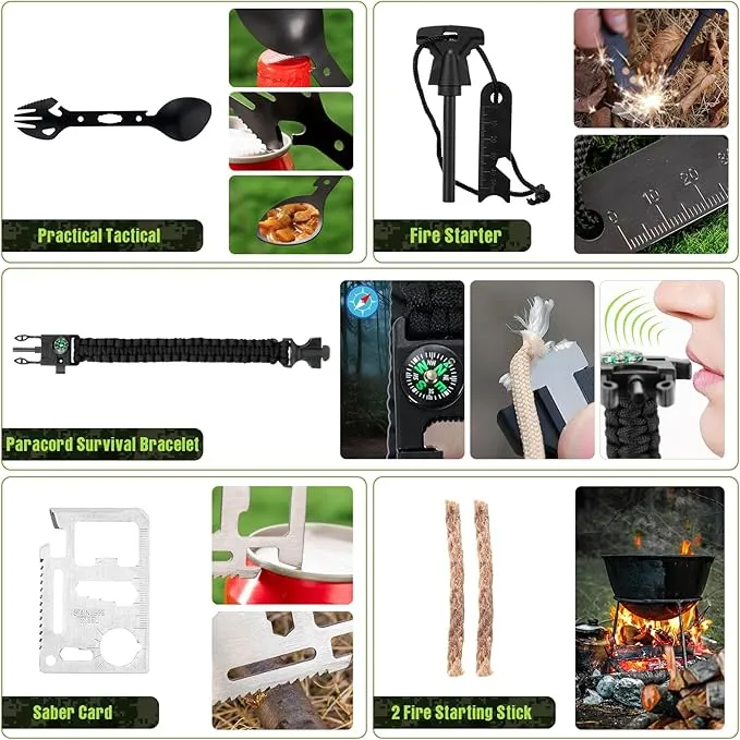 Camping Survival Kit 250Pcs Essential Emergency Gear for Outdoor Adventure, Hiking, Hunting Including Survival Gear, Emergency Supplies Ideal for Disaster Preparedness