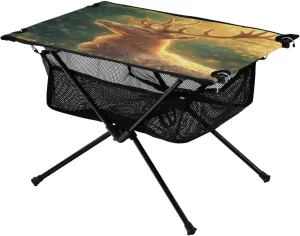 Camping Table Lightweight Portable Folding Table with Mesh Storage Net Animal Deer Light Ideal for Camping Hiking Beach Picnic Travel Backyard