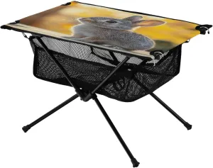 Camping Table Lightweight Portable Folding Table with Mesh Storage Net Dwarf Rabbit Ideal for Camping Hiking Beach Picnic Travel Backyard