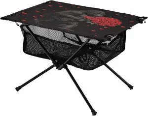 Camping Table Lightweight Portable Folding Table with Mesh Storage Net Orangutan Bigfoot Rose Ideal for Camping Hiking Beach Picnic Travel Backyard
