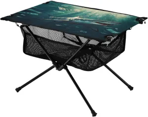 Camping Table Lightweight Portable Folding Table with Mesh Storage Net Shark Wealth Ideal for Camping Hiking Beach Picnic Travel Backyard