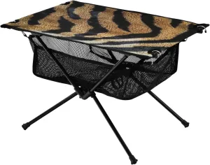 Camping Table Lightweight Portable Folding Table with Mesh Storage Net Tiger Stripes Ideal for Camping Hiking Beach Picnic Travel Backyard