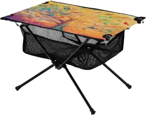 Camping Table Lightweight Portable Folding Table with Mesh Storage Net Tree Bird Ideal for Camping Hiking Beach Picnic Travel Backyard