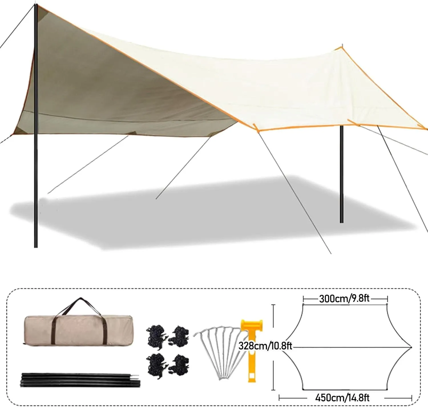 Camping Tarp, Lightweight Car Awning Sunshade, Beach Tent Sun Shelter, Shade Sail for Outdoor,Traveling, Hilking (Size : B)