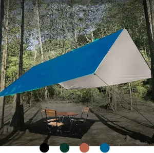 Camping Tarp Portable Multifunctional Backpacking Tarp, Waterproof Tent Tarp for Portable Beach Shelter, Rain Shelter for Picnic, Outdoor Activities, Extra Large, Lightweight and UV Resistant (Blue)