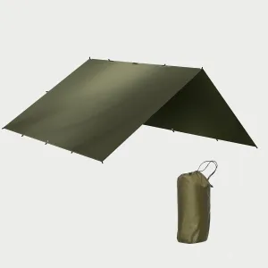 Camping Tarp Waterproof 3x3m, Portable Hammock Tarp, Multifunctional Sunscreen Awning Canopy with Silver Coating, Lightweight Survival Shelter for Outdoor Camping, Hiking & Backpacking